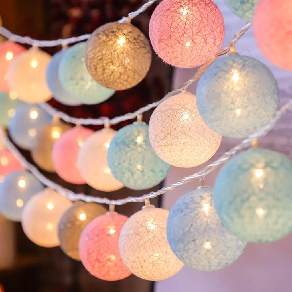 Party Propz Multicolour-Cotton-Ball-Lights-for-Decoration