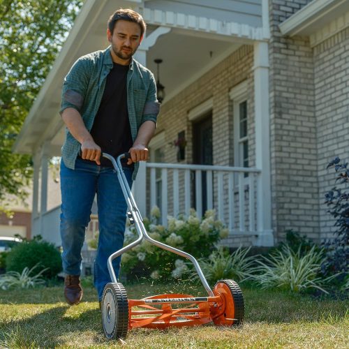 American Lawn Mower Company 1204-14 14-Inch 4-Blade Push Reel Lawn Mower, Red-1